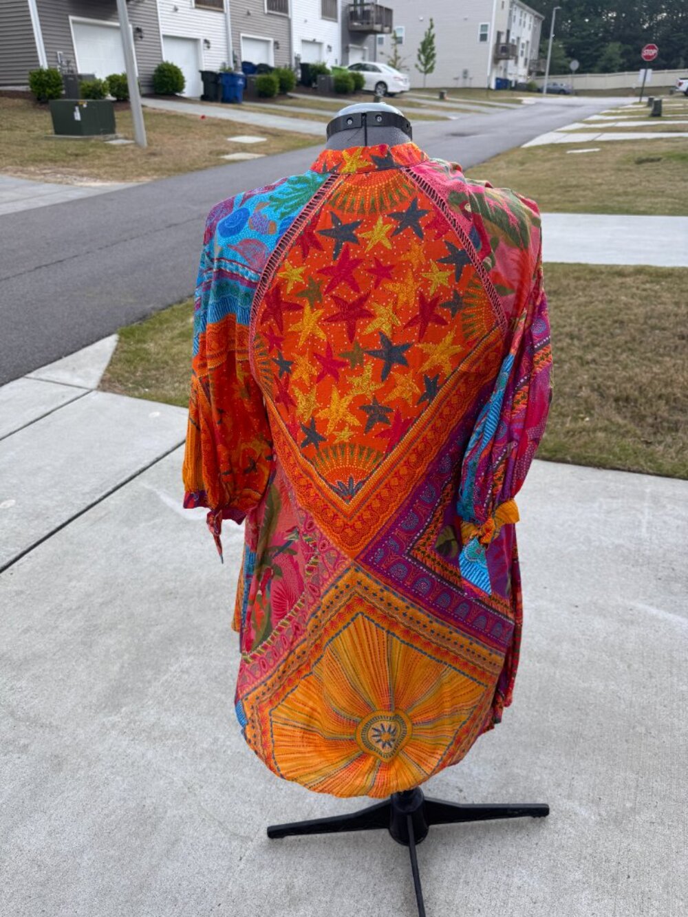 FARM Rio Mixed Scarf Print Button-Down Mini Shirt Dress - Picture 4 of 6